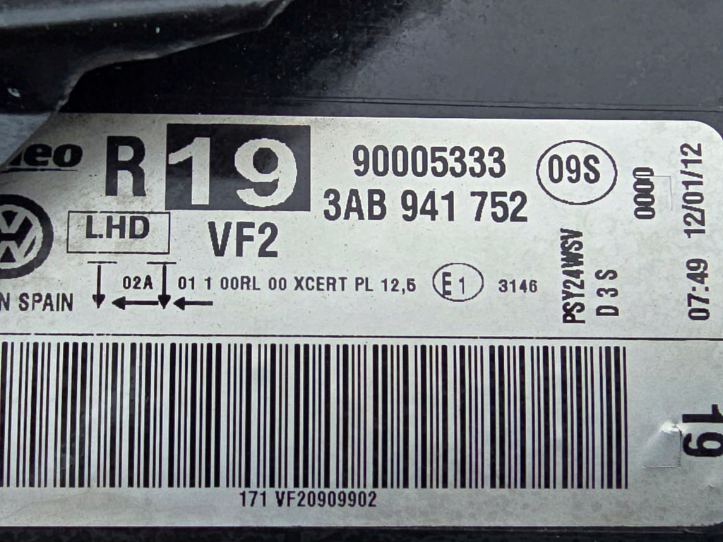 Frontscheinwerfer VW Passat B7 3AB941752 Xenon Rechts Scheinwerfer Headlight SCH2864012230jv