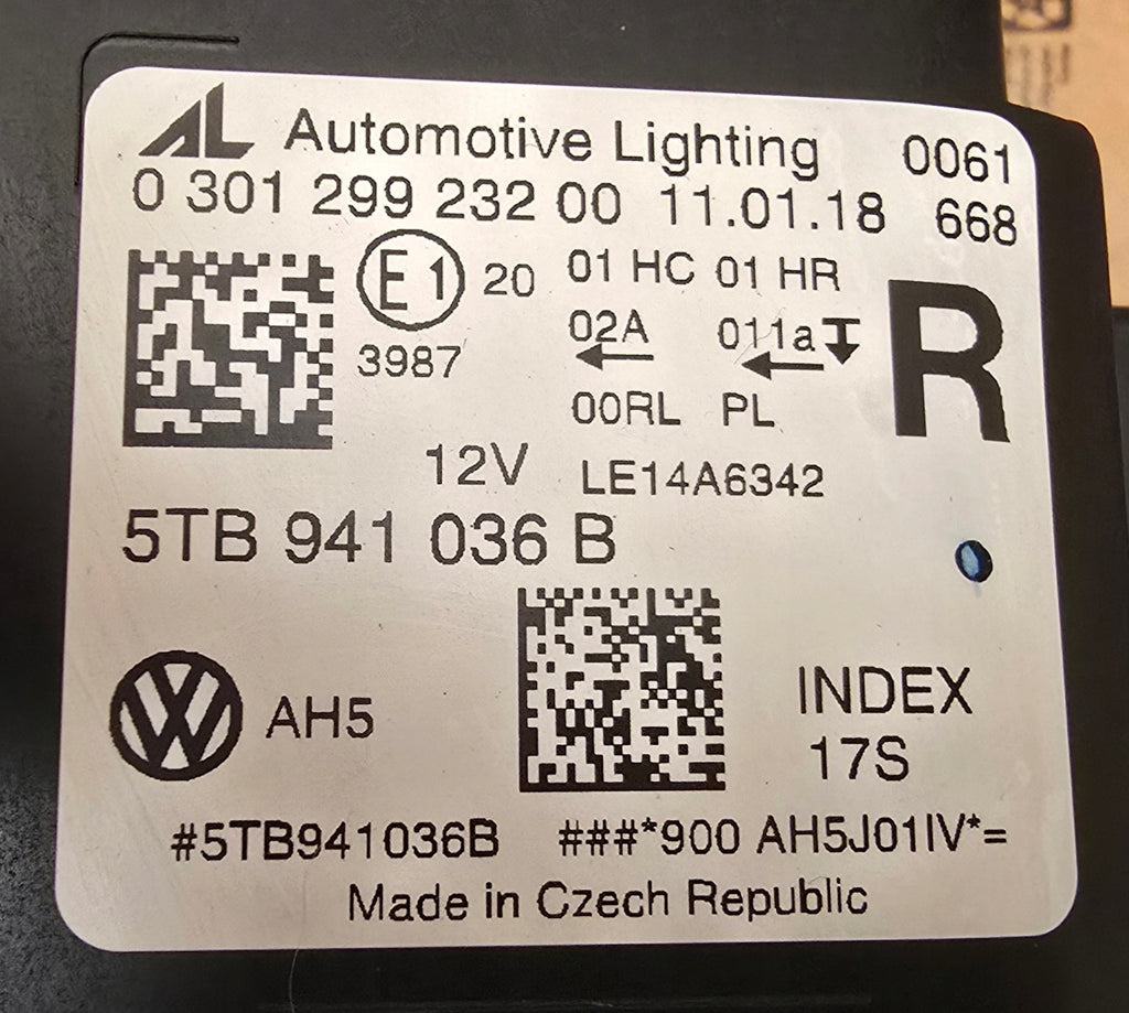 Frontscheinwerfer VW Touran 5TB941036B LED Rechts Scheinwerfer Headlight SCH5118750328qx