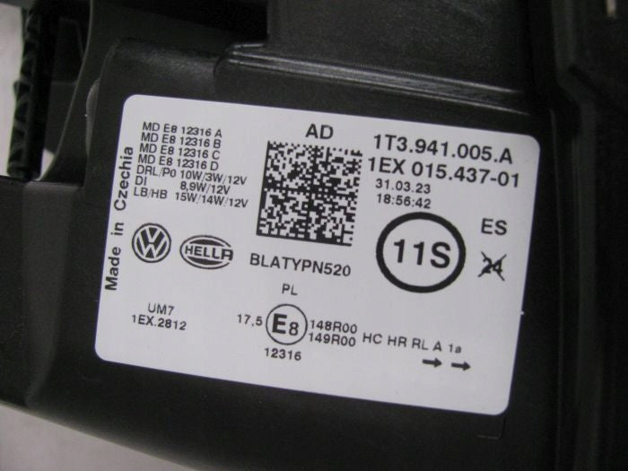 Frontscheinwerfer VW 1T3941005A LED Links Scheinwerfer Headlight SCH7880846741wk