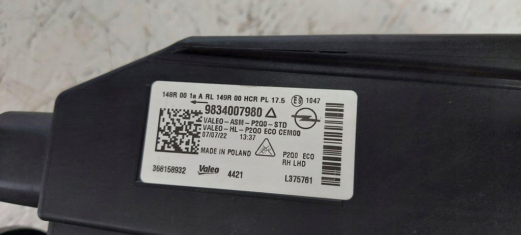 Frontscheinwerfer Opel Mokka 9834007980 Full LED Rechts Scheinwerfer Headlight SCH8121664203mt