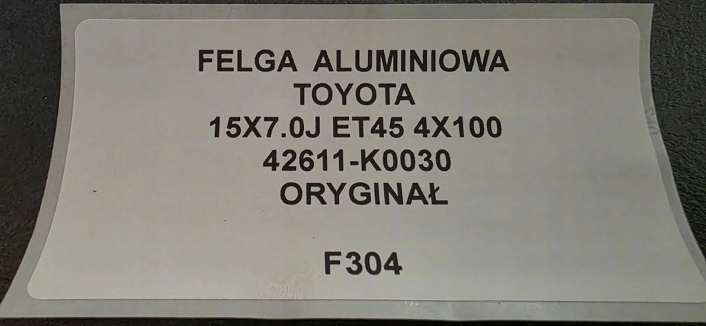 1x Alufelge 15 Zoll 6.0" 5x114.3 45ET Glanz Silber 42611K0030 Toyota Yaris FEL9027825182pw