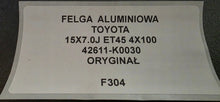 Load image into Gallery viewer, 1x Alufelge 15 Zoll 6.0" 5x114.3 45ET Glanz Silber 42611K0030 Toyota Yaris FEL9027825182pw