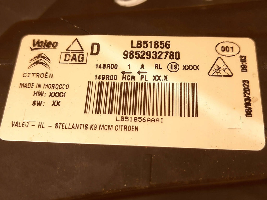 Frontscheinwerfer Citroën Berlingo 9852932780 LED Rechts Scheinwerfer Headlight