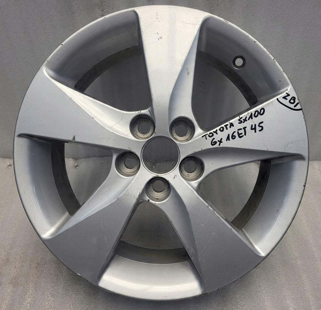 1x Alufelge 16 Zoll 6.0" 5x100 45ET Glanz Silber PW457-4700 Toyota Corolla