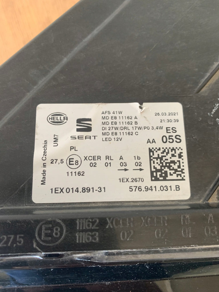 Frontscheinwerfer Seat Ateca 576941031B Full LED Links Scheinwerfer Headlight