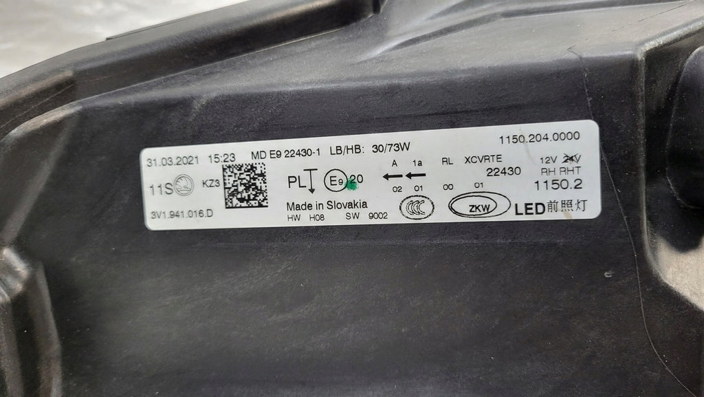Frontscheinwerfer Skoda Superb III 3V1941016B-KUD LED Rechts Headlight