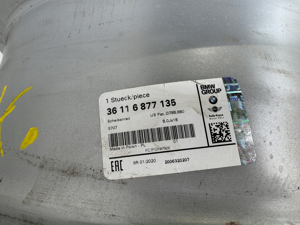1x Alufelge 18 Zoll 8.0" 5x120 34ET Glanz Silber 6877135 BMW F30 Rim Wheel FEL3585189159er