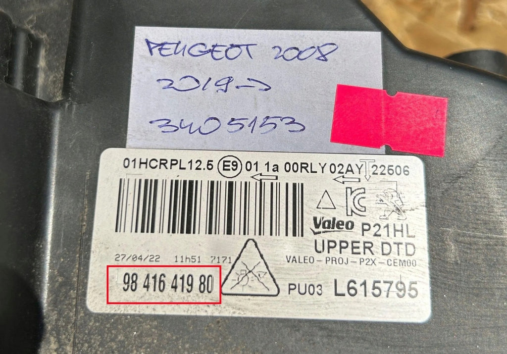 Frontscheinwerfer Peugeot 2008 II 9841641980 Rechts Scheinwerfer Headlight SCH8635425628zr