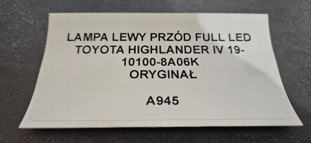 Frontscheinwerfer Toyota Highlander 10100-8A06K Full LED Links Headlight SCH6254029355hz