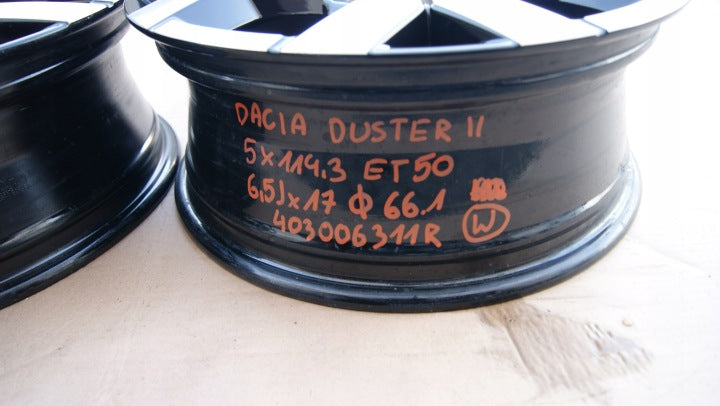 1x Alufelge 17 Zoll 6.5" 5x114.3 50ET Glanz Schwarz 403006311R Dacia Duster FEL4942898454dz
