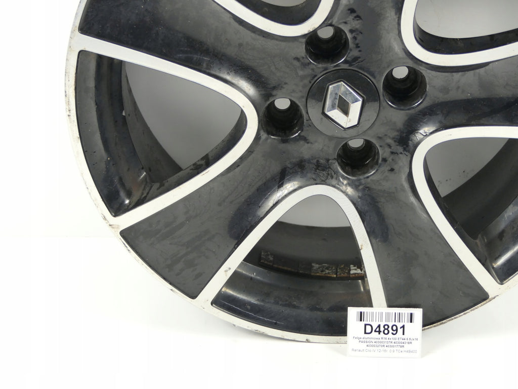 1x Alufelge 16 Zoll 6.5" 4x100 44ET 403003137R Renault Clio IV Captur I 1 FEL3137582677bv