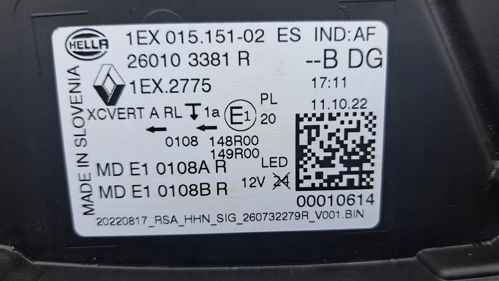 Frontscheinwerfer Renault 260103381R LED Rechts Scheinwerfer Headlight