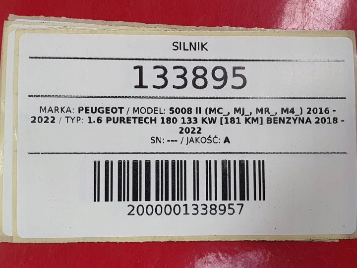 Motor Peugeot 5008 II 10FKBA 1.6 181PS 133kW 147TKm 2016 Benzin Engine Komplett MOT1032564197py