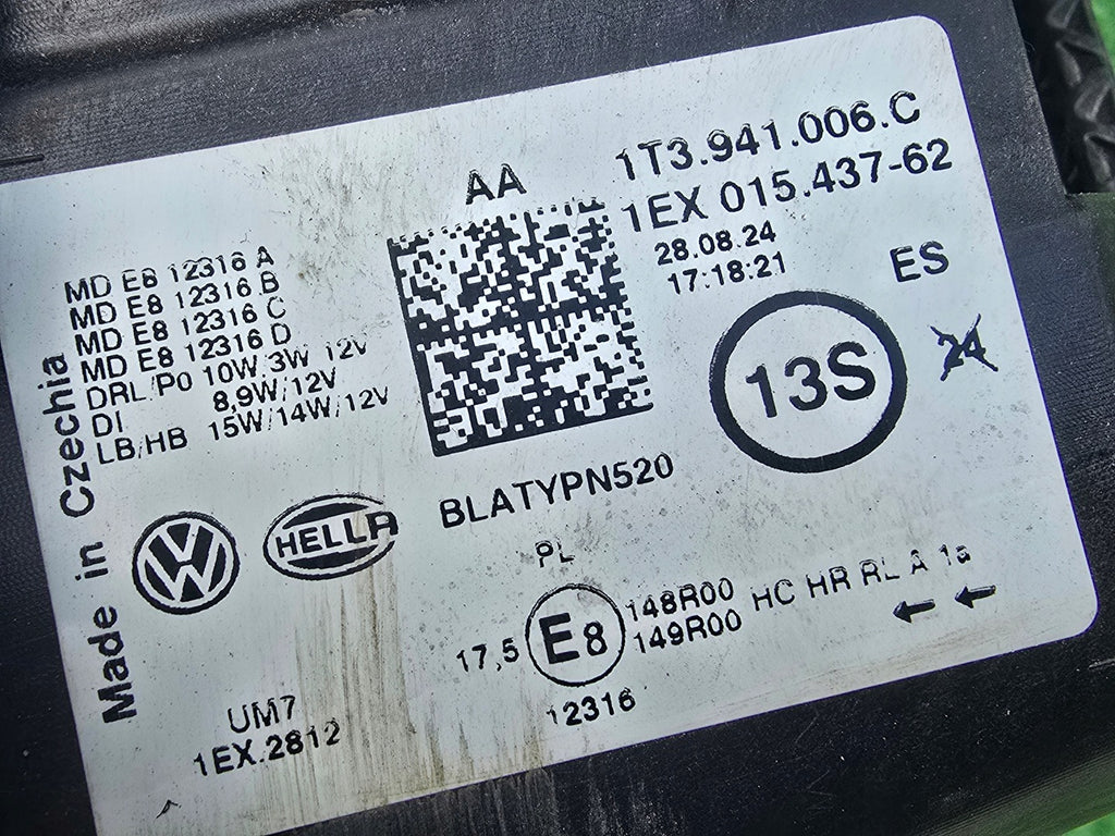 Frontscheinwerfer VW 1t3 1T3941006C Full LED Rechts Scheinwerfer Headlight SCH9289669050ak