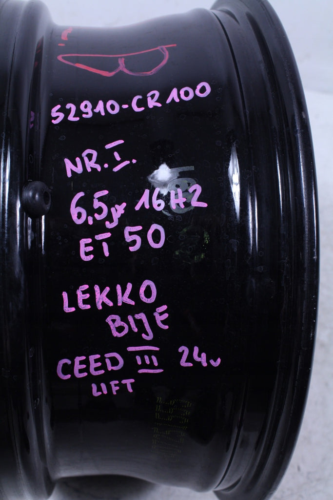 1x Alufelge 16 Zoll 6.5" 5x114.3 50ET Glanz Schwarz 52910-CR100 Kia Ceed FEL9080000043dq