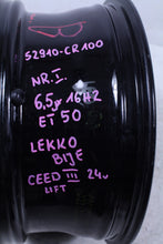 Load image into Gallery viewer, 1x Alufelge 16 Zoll 6.5" 5x114.3 50ET Glanz Schwarz 52910-CR100 Kia Ceed FEL9080000043dq