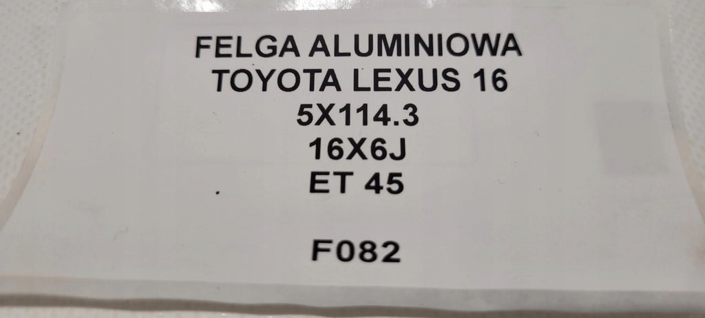 1x Alufelge 16 Zoll 6.0" 5x114.3 45ET Lexus Rim Wheel FEL8286842148ry
