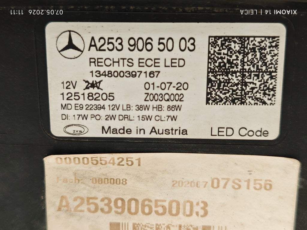 Frontscheinwerfer Mercedes-Benz Glc A2539065003 LED Rechts Headlight SCH9868226148ew