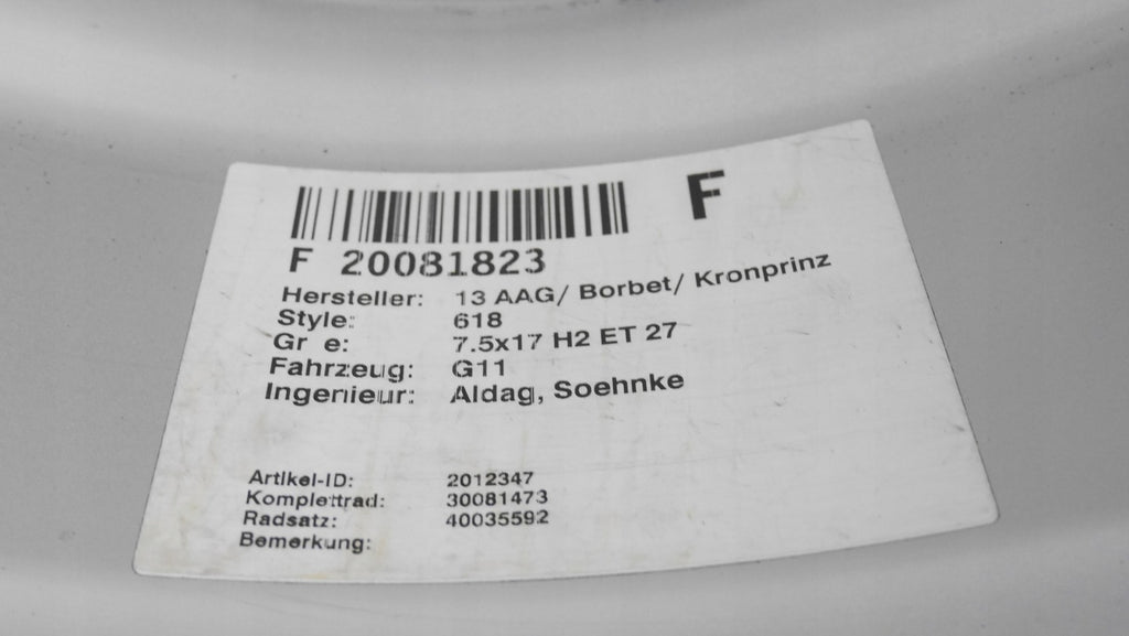 1x Alufelge 17 Zoll 7.5" 5x112 27ET Glanz Silber 6868217 BMW G31 G30 G32 G11 G12 FEL7442159911ga