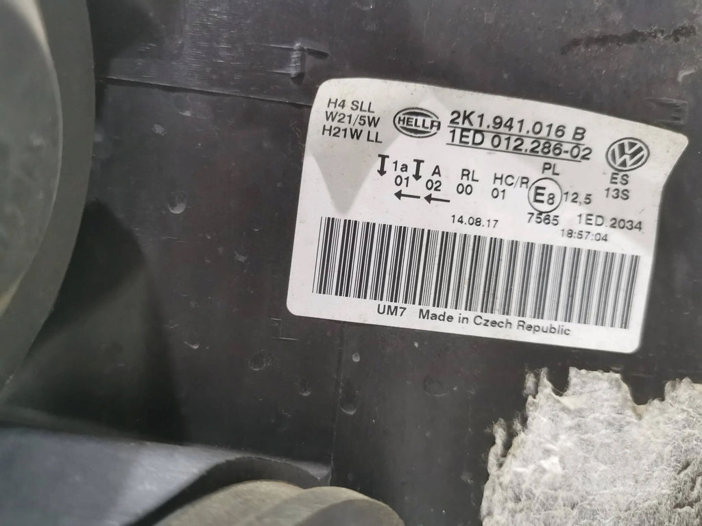 Frontscheinwerfer VW Caddy 2K1941016 Rechts Scheinwerfer Headlight SCH9405948226gn