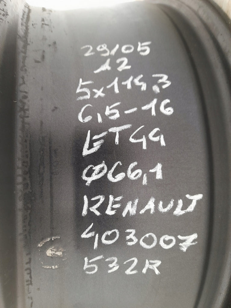 1x Alufelge 16 Zoll 6.5" 5x114.3 44ET Glanz Schwarz 403007532R Renault Rim Wheel FEL2663390306bk