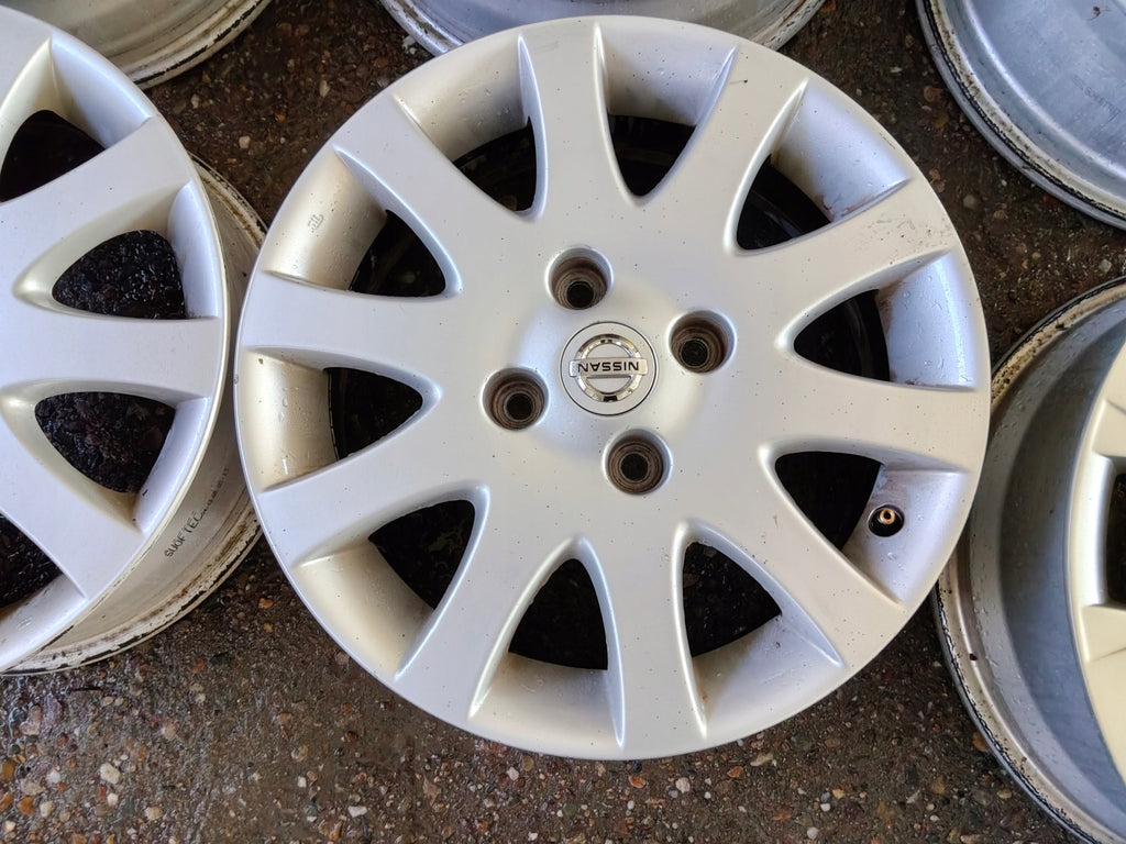 4x Alufelge 16 Zoll 6.0" 4x114.3 45ET Glanz Silber Nissan I Rim Wheel FEL7562741986ms