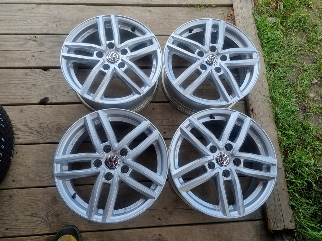 4x Alufelge 16 Zoll 6.5" 5x112 41ET Glanz Silber KBA53206 VW Rim Wheel FEL9154988124st