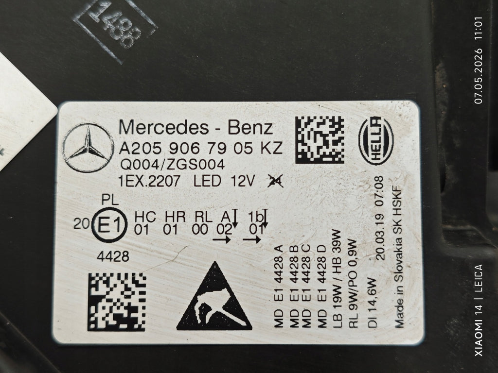 Frontscheinwerfer Mercedes-Benz W205 A2059067905 Links Scheinwerfer Headlight SCH9098741242sd