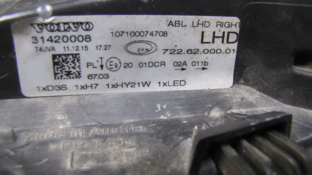 Frontscheinwerfer Volvo Xc40 314420008 Xenon Rechts Scheinwerfer Headlight SCH3177622986tz