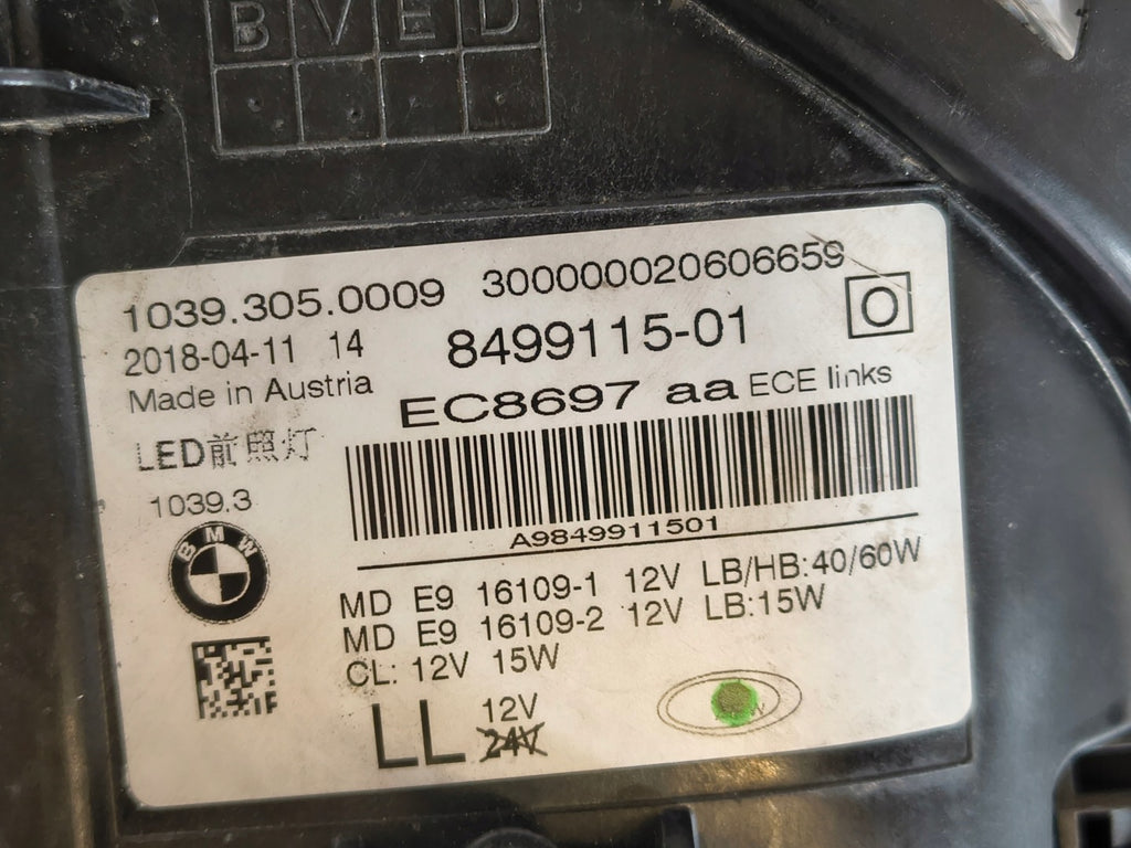 Frontscheinwerfer BMW 5 G31 G30 8499115 LED Links Scheinwerfer Headlight SCH5257016968rm