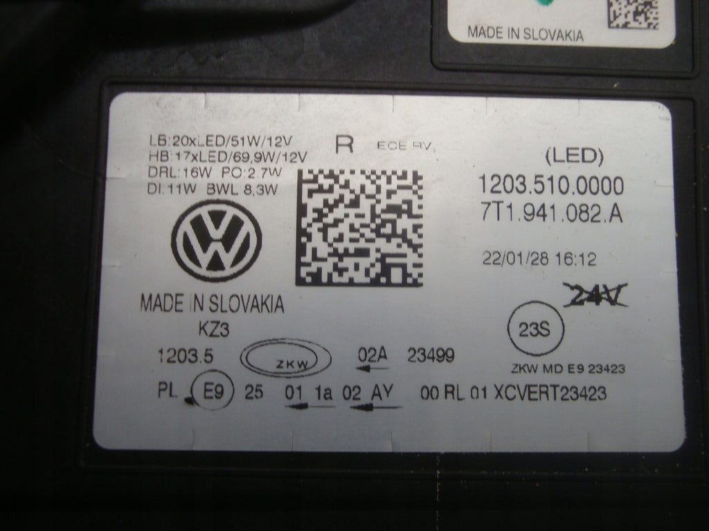 Frontscheinwerfer VW Multivan 7T1941082A Full LED Rechts Scheinwerfer Headlight SCH8644927432qv