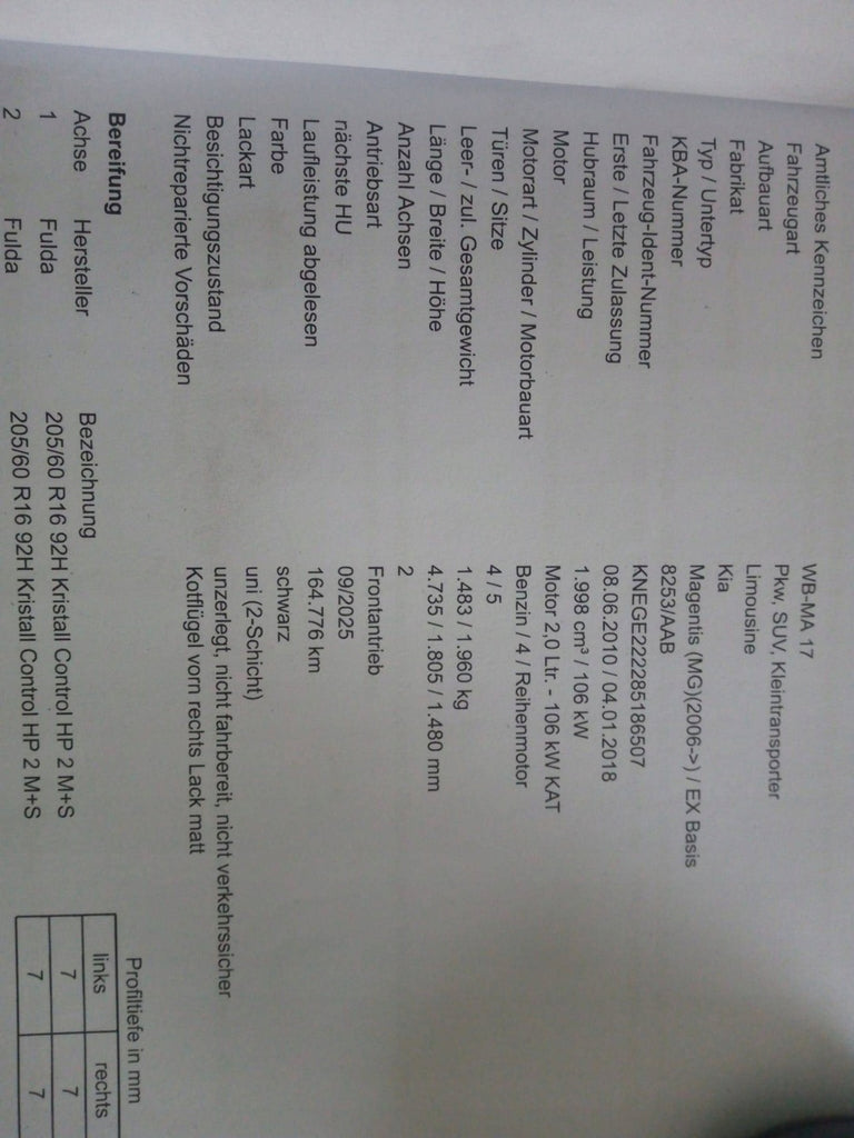 Motor Kia Carens III Magentis G4KA 2.0 144PS 106kW 165TKm 2010 Benzin Komplett