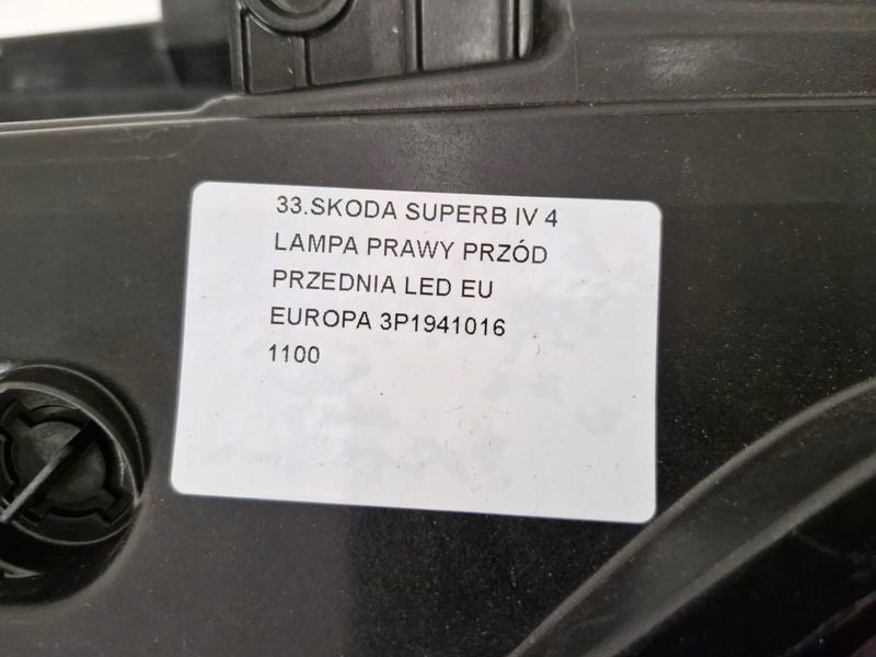 Frontscheinwerfer Skoda Superb I 3P1941016 LED Rechts Scheinwerfer Headlight SCH4863000078bx