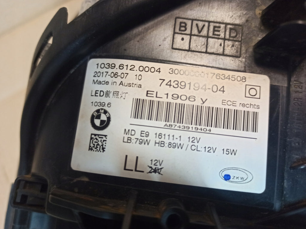 Frontscheinwerfer BMW 5 G31 G30 7439194-04 LED Rechts Scheinwerfer Headlight