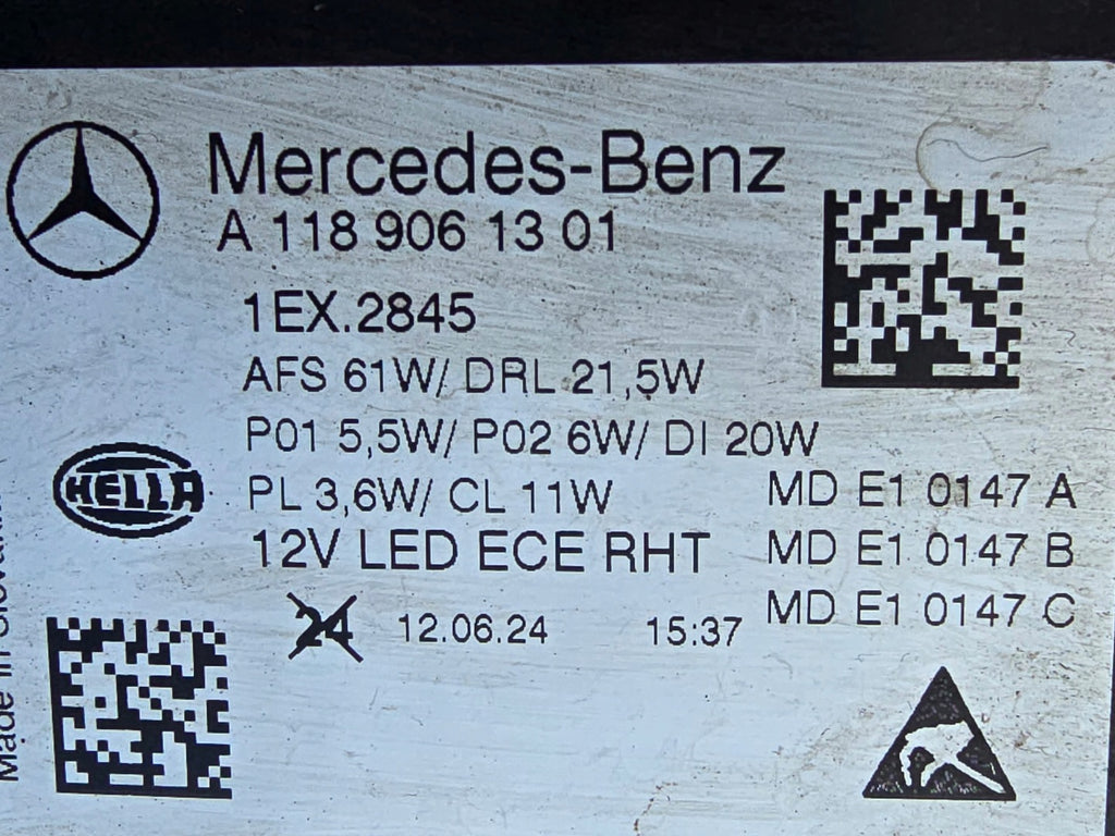 Frontscheinwerfer Mercedes-Benz Cla A1189061301 Links Scheinwerfer Headlight SCH9953293053ww