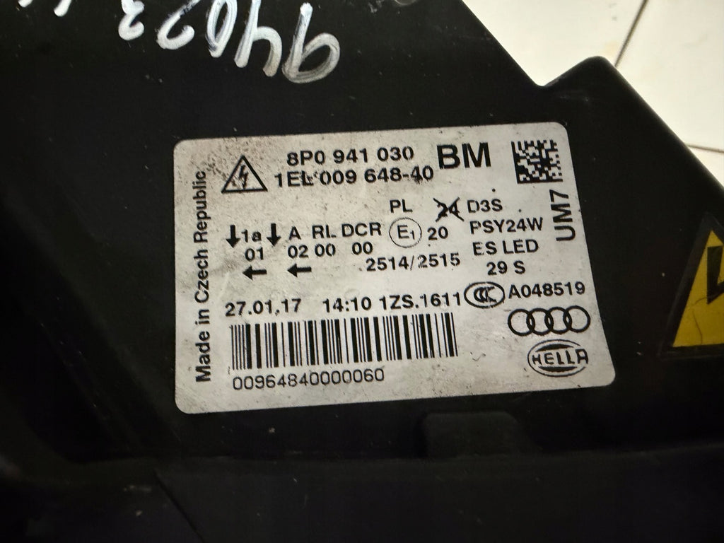 Frontscheinwerfer Audi A3 8P0941030 Rechts Scheinwerfer Headlight SCH8994750446ak