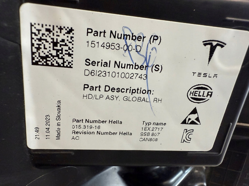 Frontscheinwerfer Tesla 3 1514953-00-D 151495300C LED Rechts Headlight