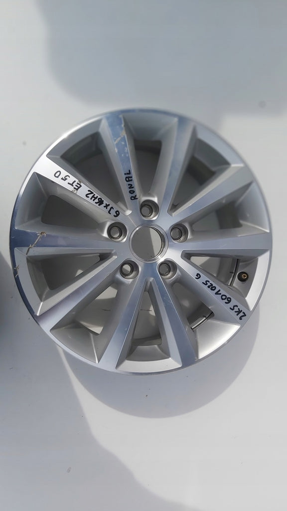 1x Alufelge 16 Zoll 6.0" 5x112 50ET Silber 2K5601025G VW Caddy Rim Wheel