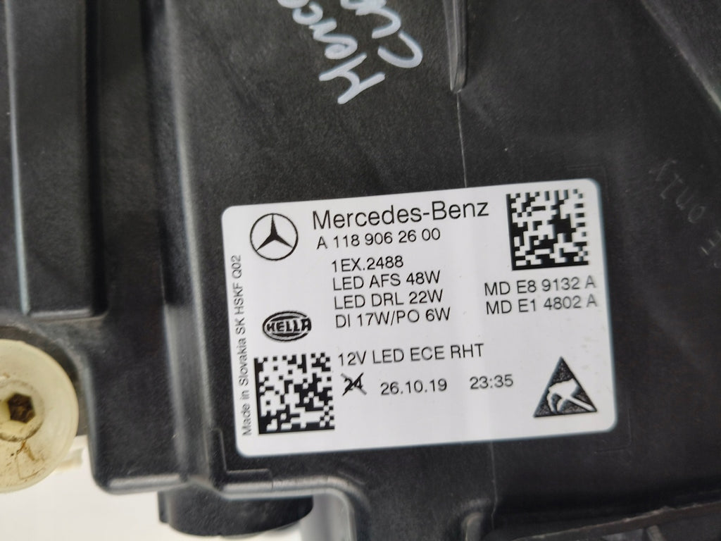 Frontscheinwerfer Mercedes-Benz Cla A1189062600 Full LED Rechts Headlight SCH2496301113xu