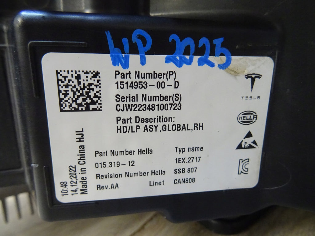 Frontscheinwerfer Tesla Model 3 1514953-00-D Rechts Scheinwerfer Headlight SCH2071319936ak