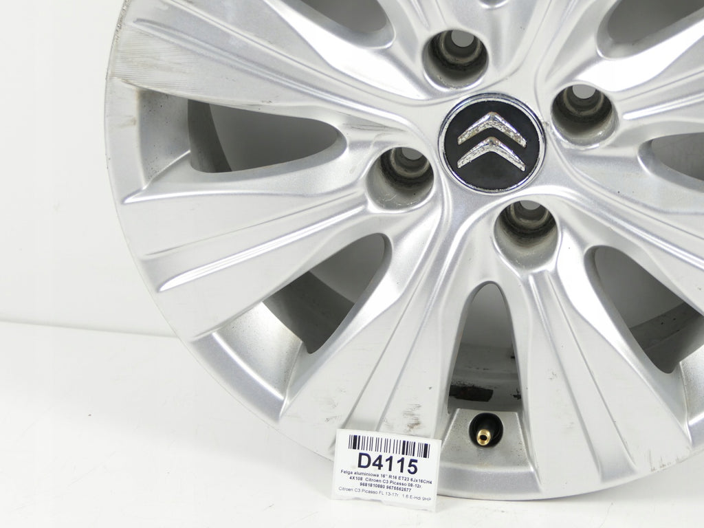 1x Alufelge 16 Zoll 6.0" 4x108 23ET 9681810880 9675562577 Citroën Picasso I C3 FEL1946759698qa