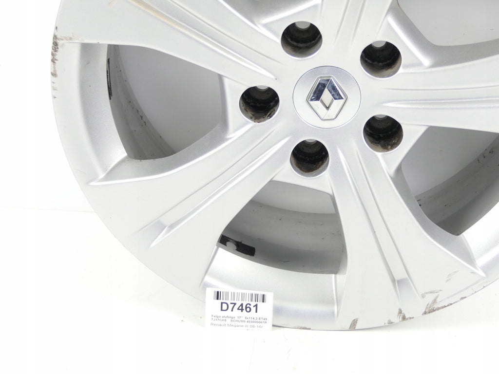 1x Alufelge 17 Zoll 7.0" 5x114.3 403000067R Renault Megane III 1 Rim Wheel FEL3692419751ea