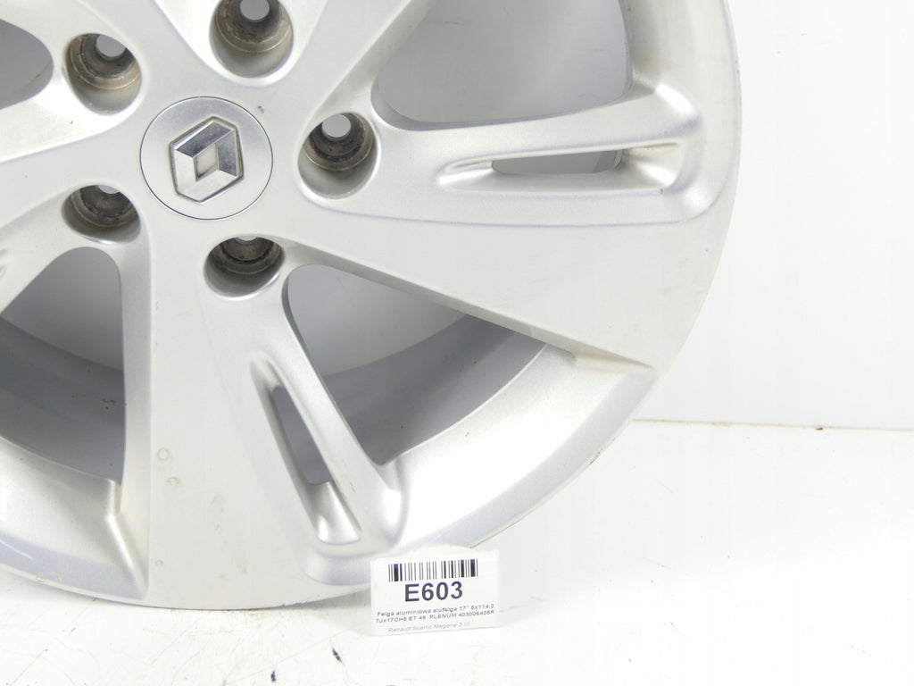 1x Alufelge 17 Zoll 7.0" 5x114.3 49ET 403006435R Renault Megane III 1 Fluence FEL5864467844tp