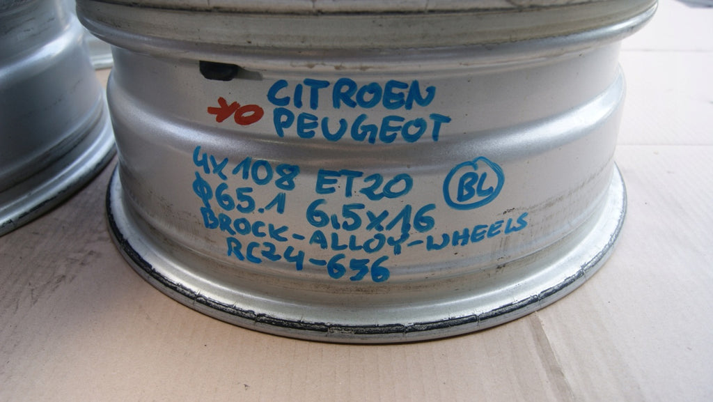 4x Alufelge 16 Zoll 6.5" 4x108 RC24-656 Citroën Rim Wheel FEL2814071487zd