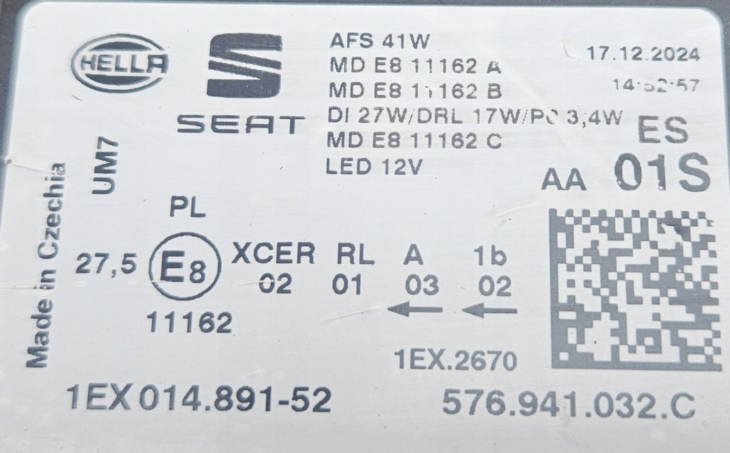 Frontscheinwerfer Seat Ateca 576941032C LED Rechts Scheinwerfer Headlight SCH1217455222mm