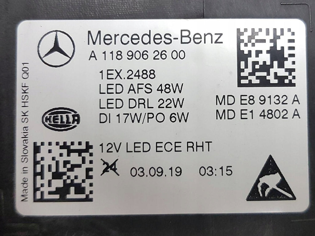 Frontscheinwerfer Mercedes-Benz Cla X118 C118 A1189062600 LED Rechts Headlight SCH2921445424mm