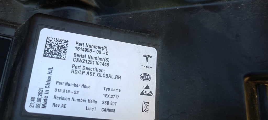 Frontscheinwerfer Tesla 3 Y 1514953-00-C LED Rechts Scheinwerfer Headlight