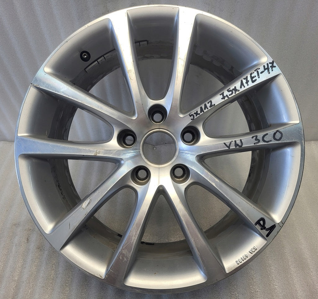 1x Alufelge 17 Zoll 7.5" 5x112 47ET Glanz Silber 3C0071497 VW Passat Rim Wheel FEL3739395545vz