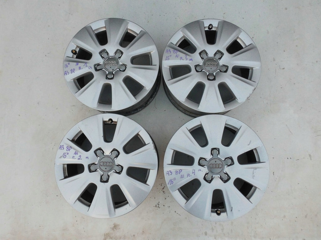 4x Alufelge 16 Zoll 6.5" 5x112 50ET Silber 8P0601025BJ Audi A4 B7 Rim Wheel