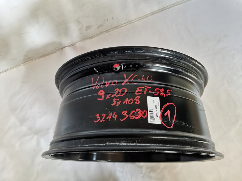 1x Alufelge 20 Zoll 9.0" 5x108 58ET Glanz Schwarz 32143630 Volvo Xc40 Rim Wheel FEL1954808621ab